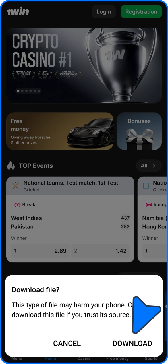 Confirm the APK download prompt