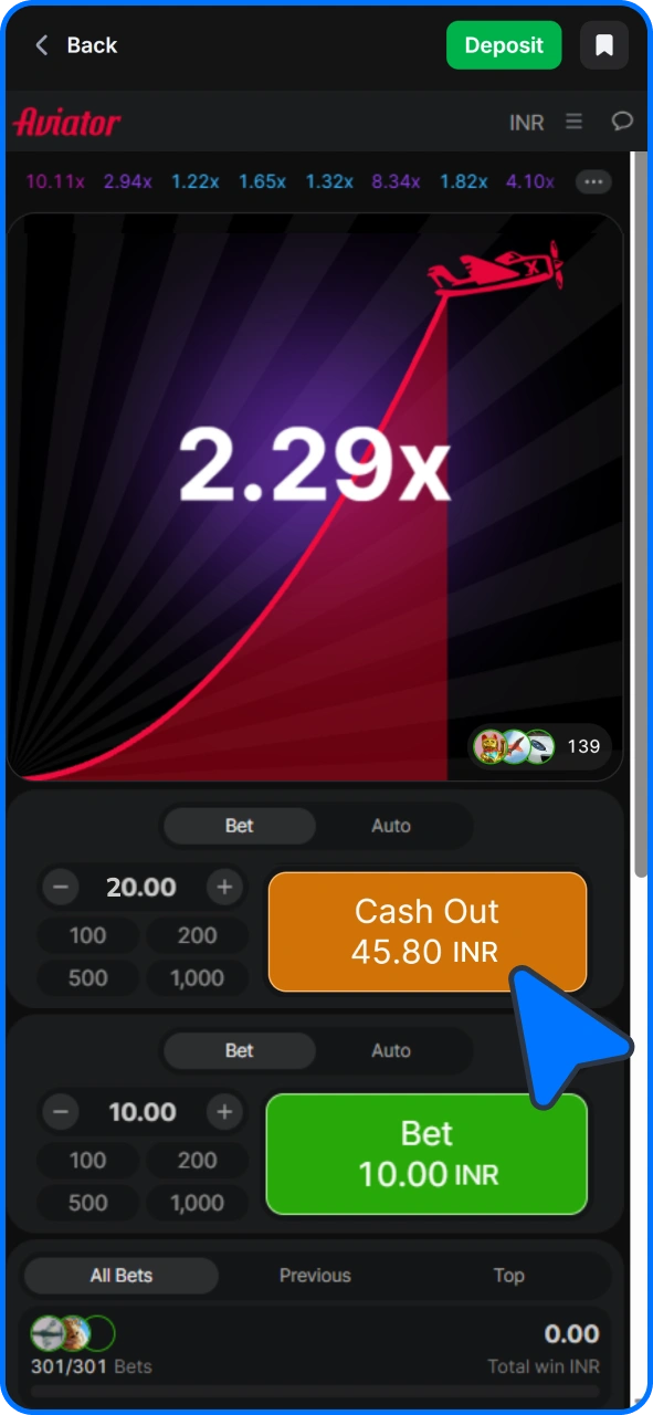 Cash out in time for big wins at 1win Aviator.