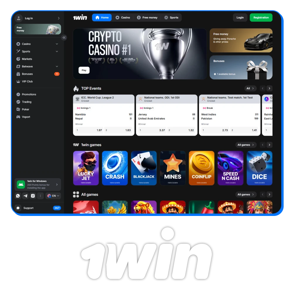 1win India welcome bonus casino and sportsbook