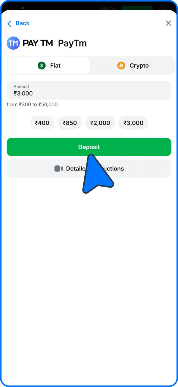 Complete the 1win deposit transaction