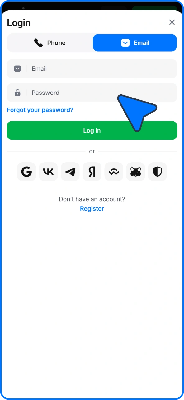 Log into 1win account