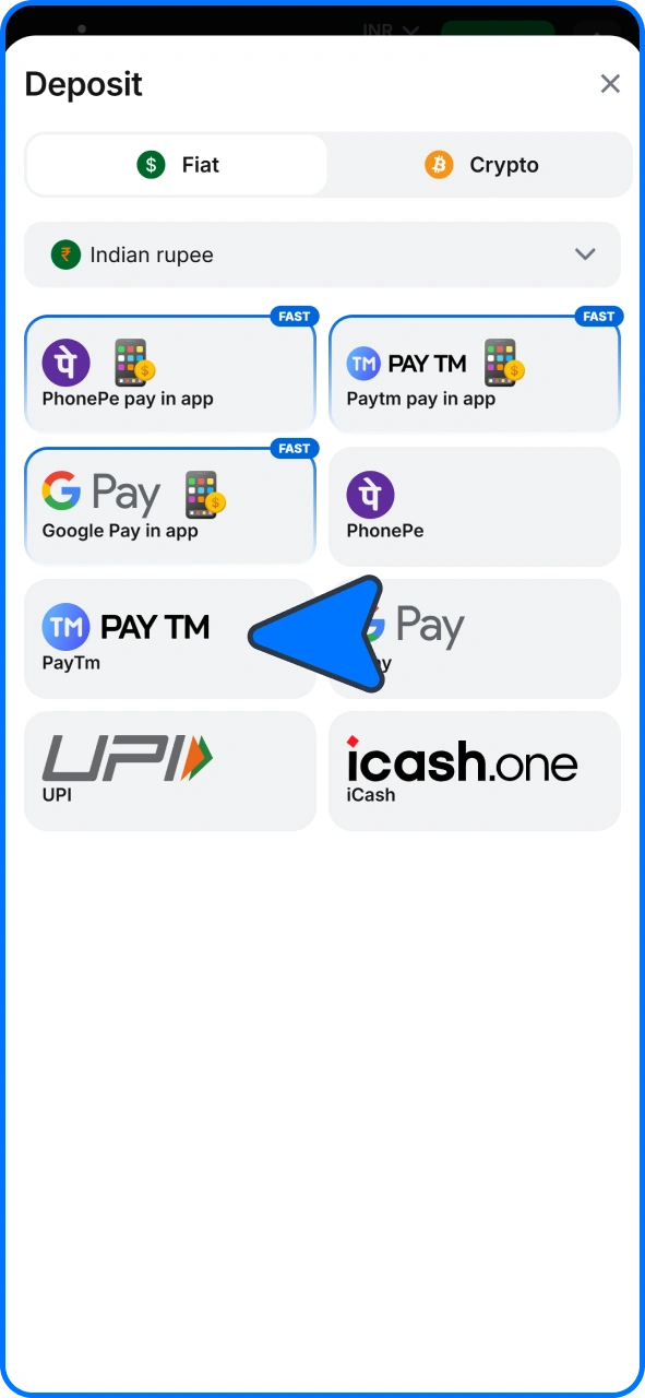 Top up your 1win account